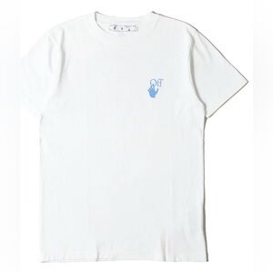 Authentic Off-White White Tee with Light Blue Graphic